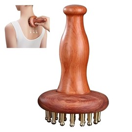 29-Teeth Copper Copper Head Massage Comb for Body and Scalp, Brass Body Massage Brush Rosewood Handle Body Massage for Abdomen Legs Back – Portable Ch