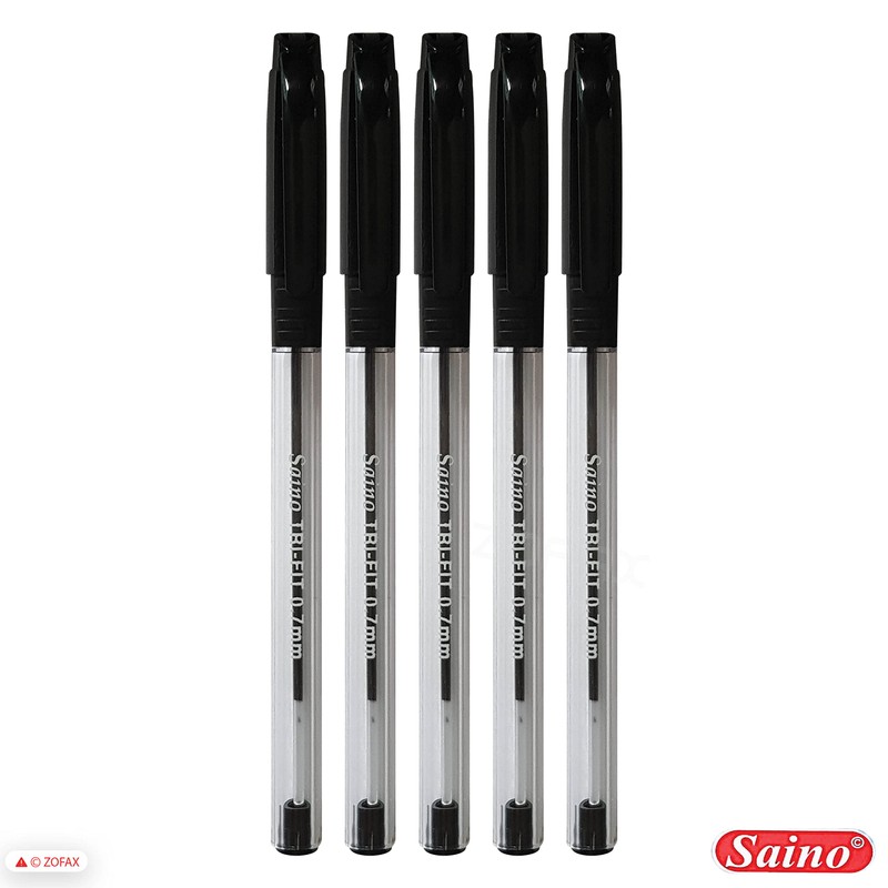 SAINO 5 x 0.7mm Tip Tri-Fit Triangular BLACK Ballpoint Pens