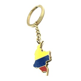 SNS Components Colombia Colombian South America American Latin Gold Country Flag Key Ring Metal Enamel Keyring