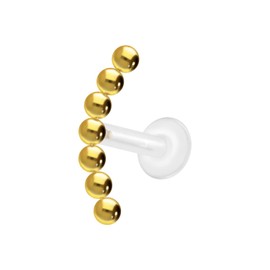 PIERCINGLINE PTFE Labret with Internal Thread Titanium Attachment 7 Balls Piercing Lip Nose Ear Helix Tragus Medusa Choice of Colours and Sizes, Titanium PTFE Titanium