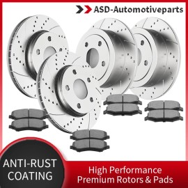 ASD-automotiveparts Front Rear Drilled Disc Brake Rotors Brakes Pads for 2007-2017 Jeep Wrangler JK
