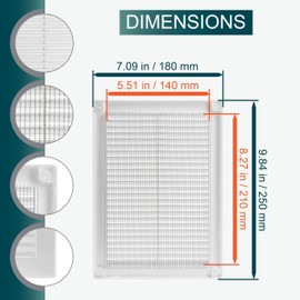 Ecopro Vent / 5'' x 8'' Inch Opening Measurement / White Vent External Grille with Protective Mesh - Lightweight Plastic Register / Cover Indoor Outdoor Soffit Vent - 7x10 Outer Measurement