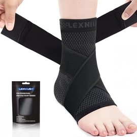 Lexniush Ankle Brace for Right/Left, Ankle Brace with Adjustable for Plantar Fasciitis, Achilles Tendon, Arthritis, Orthopaedic Foot Brace, Compression Socks for Women, Men, Sports, L