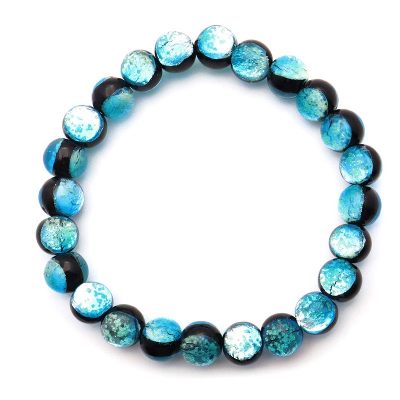 Gold Stone Luminous Hateruma Blue Firefly Glass Bracelet 0.3 inch