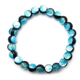 Gold Stone Luminous Hateruma Blue Firefly Glass Bracelet 0.3 inch (8 mm) Okinawa Hateruma Island Inner Diameter Approx. 6.5 inches (16.5 cm), Glass Silver