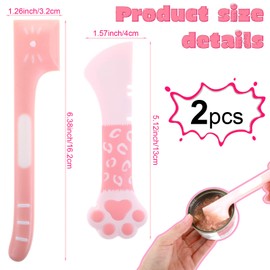 Sorcristy 2PCS Cat Food Spoon, Cats Food Spatula for Wet Pet Can Opener with Mini Spatula Easy Clean Small Jars Spatulas Cat Strip Feeder Spoon for Dogs Cats Feeding Can (Pink)