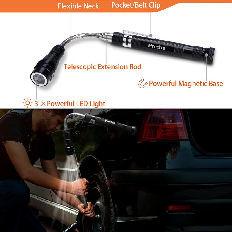 Preciva 5PCS Magnetic Telescoping Pick-up Tool Kit with 15lb &1lb