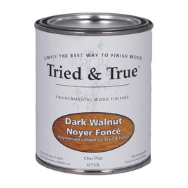 Tried & True Dark Walnut Stain & Finish, Pint – Linseed Oil Wood Stain, Ideal for Home Improvement, Furniture, & Kitchen Wood Projects, Natural Wood Stain & Finish, Pigmented Danish Oil