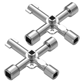 Control cabinet key, 2 pieces, 4-sided wrench, square wrench, multifunctional key, torque wrench, cross key, 4-way key for electric cabinet, gas meter cabinets