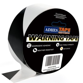 ADHES Black and White Caution Tape, 2 Inch X 108 Feet Weather-Resistant & Strong Adhesive Hazard Tape Warning Tape for Marking Walls, Floors, Pipes and Equipment