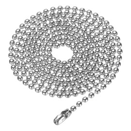 sourcing map Stainless Steel Ball Chain 3.0mm 17.7" Length 316L Round Bead Necklace Dog Tag Pull Chains with Connectors Clasps for Men Women Jewelry Making Bracelets Keychain, Silver