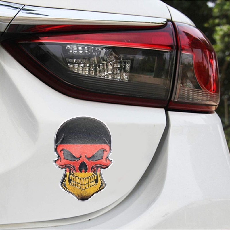 3D Metal Skull Sticker Logo Emblem Badge Car Sticker Germany