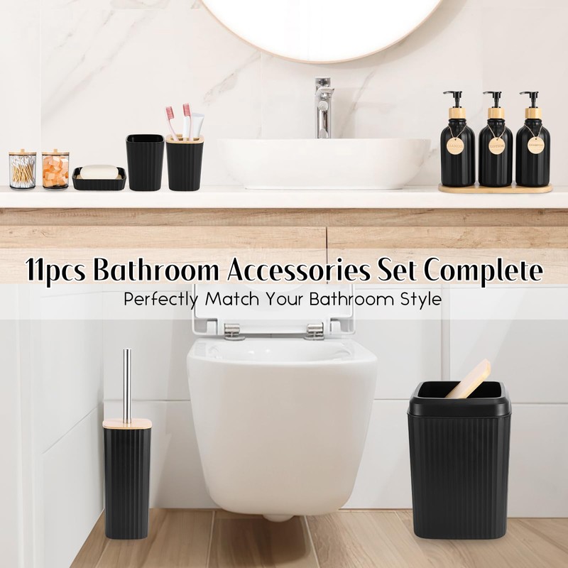 XLHOMO Black Bathroom Accessories Set 17PCS Bathroom Set with 3PCS