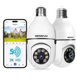Light Bulb Security Camera 2Pack 5G& 2.4GHz WiFi 2K Security Cameras Wireless Outdoor Motion Detection and Alarm,Two-Way Talk,Color Night Vision,Human Detection, Bulb Camera Compatible with Alexa