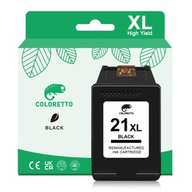 COLORETTO 21XL Black Printer Ink Cartridge Replacement for HP 21 XL Compatible with Deskjet 3940 D1530 F2280 D2360 D2460 D1460 F2180 Officejet 4300 4315 J 3600 PSC 1410 1417