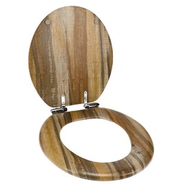 Home+Solutions Distressed Wood Round, Slow-Close Toilet Seat