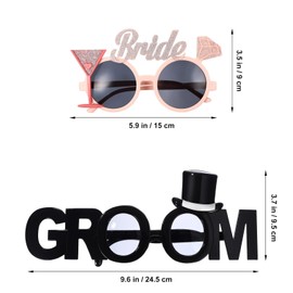 Cabilock 2Pcs Bride Groom Party Sunglasses Party Glasses Funny Glitter Glasses Groom Glasses Bride Glasses Bachelor Party Costume Accessories