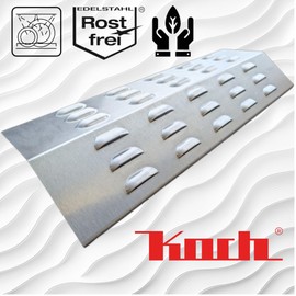 Koch #21 High Quality Flame Distributor 430 x 160 mm for Gas Grill - Flame Plate Burner Cover Drip Protection - Stainless Steel V2A Thickness 1.25 mm, 750 g Solid Quality Made in Germany