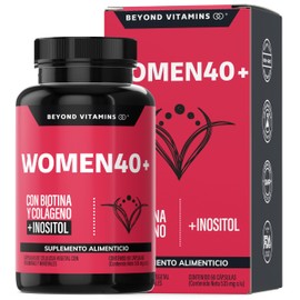 Beyond Vitamins | Women 40+ con Biotina, Inositol y Colágeno | Isoflavonas de Soya - Probióticos Activos | Fórmula Precisa | Cápsulas vegetales VCaps 