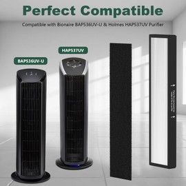 182550 Filter Replacement, Compatible with Bionaire BAP536UV-U Air Purifier and Holmes HAP537UV / 2141139 Air Purifier, 2 H13 True HEPA Filter and 6 Activated Carbon Pre-Filter