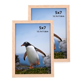 LYYYXGYP 5x7 Picture Frame 2 Pack Wooden Natural Solid Oak Wood Photo Frame Beige Postcard Frames with Plexiglass for Wall Collage Decor Tabletop Display