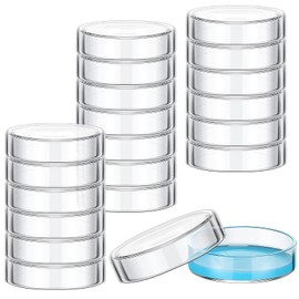 Hoteam 20 Pcs Glass Petri Dishes with Lids Bulk, Autoclavable and Reusable Culture Dishes for Culture Plate, Science Project (60mm)