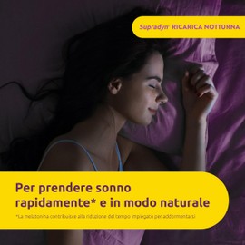 Supradyn Ricarica Notturna, Melatonina Per Dormire, con Vitamina B6, Passiflora e Melissa - Melatonina Forte 1mg Adulti - 120 caramelle gommose mirtillo