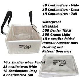 WASH22 Cubic 15L Folding Collapsible Camping Washing Up Basin Bucket Bag Tidy for Tents Motorhomes Campervans Caravans (Transparent | Mesh bag)