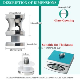 Alise Shower Glass Door Handle,Sliding Shower Doors Knob,One Sided Pull Hardware Replacement Parts for Bathroom Glass Doors,L9000 Solid SUS304 Stainless Steel Polished Chrome