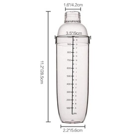 FEOOWV 2 Pcs Plastic Cocktail Shaker,Drink Mixer Hand Shaker Cup with Scales,Transparent (33 oz / 1000cc)