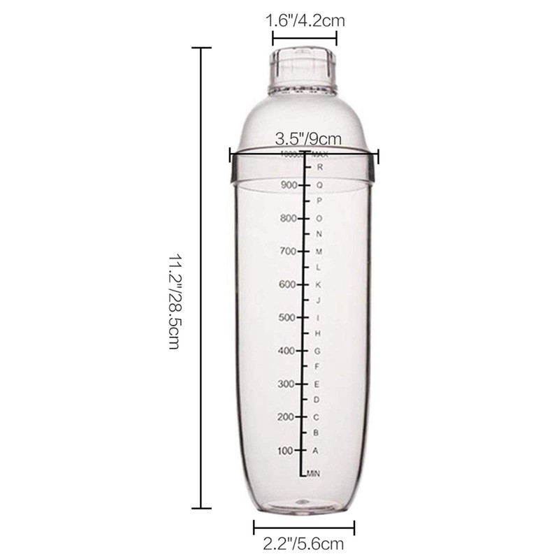 FEOOWV 2 Pcs Plastic Cocktail Shaker,Drink Mixer Hand Shaker Cup