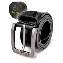 Cartvelli Premium Men's Leather Belt with Gift Box – Genuine Leather Men's Belt 40 mm Can be Shortened for Jeans Chinos Suit and Pants, black