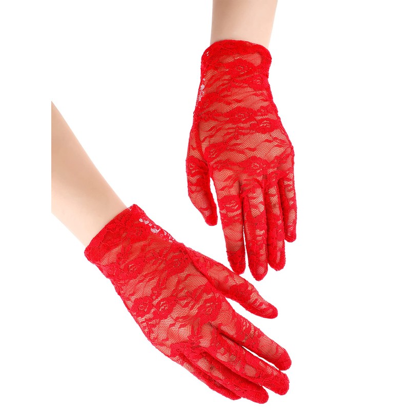 SATINIOR Lace Gloves for Women Tea Party Short Lace Gloves