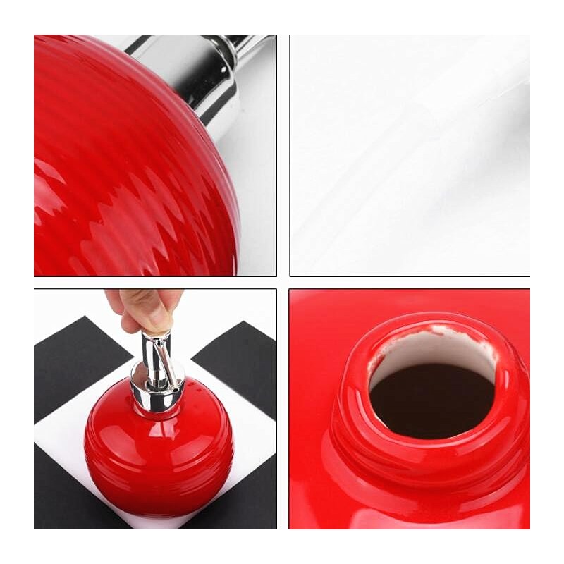 EatingBiting Red Easy-to-Clean Ceramic Hand Soap Dispenser Bathroom Countertop Decorative