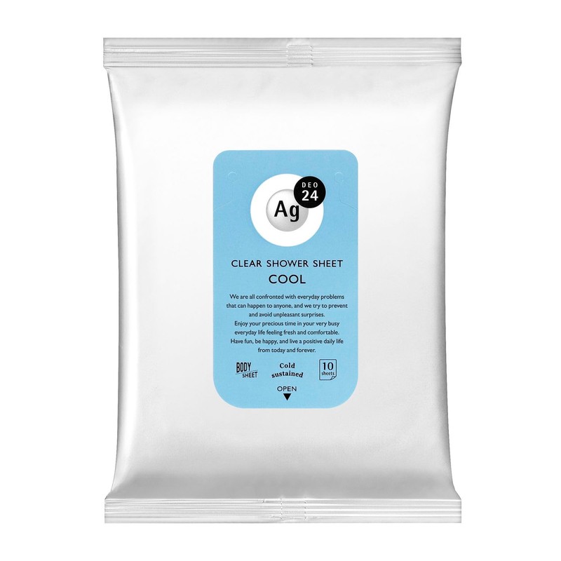 AG Deo 24 Clear Shower Sheet, Cool, 10 Sheets x