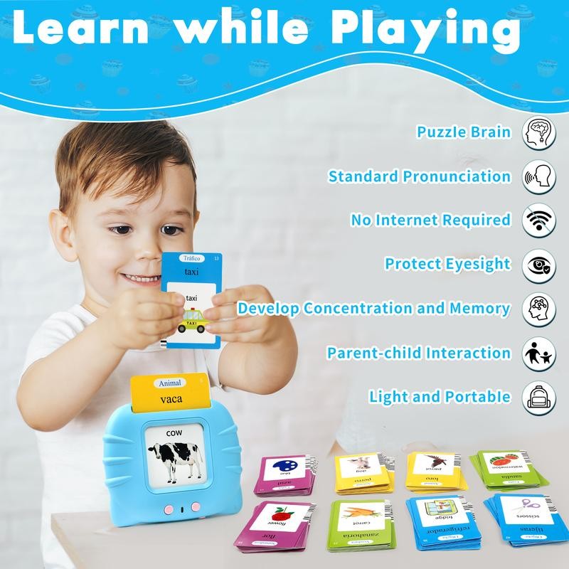 Bilingual English & Spanish Interactive Talking Flash Cards Learning Toy