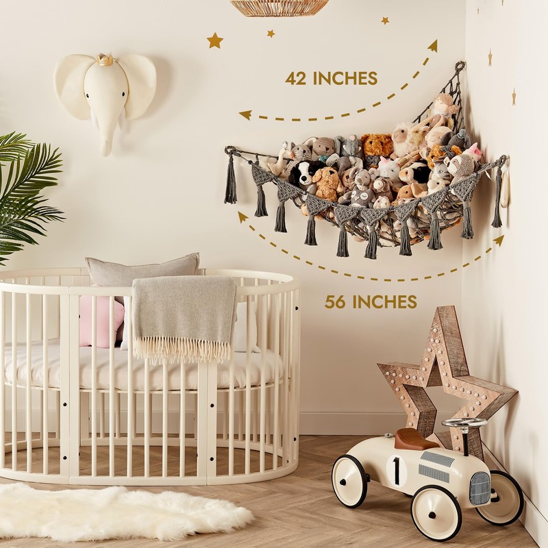 TIDYTEDS Macrame DreamLights Boho Stuffed Animal Storage Net or hammock