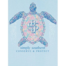 Simply Southern Sea Turtle - Shell - Conserve & Protect - Adult T-Shirt (US, Alpha, X-Large, Regular, Regular, Ice Blue)