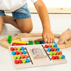 Color Matching Puzzle Wooden Color Slide Puzzle Game Color Sorting Four Color Battle Game for Airplane Car Party Family Games