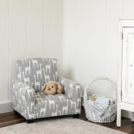 The Rose Hill Company Kid Rocking Chair for Toddlers, Child Chair for Little Kids, Upholstered Toddler Armchair for Children, Comfy and Cute Little Kid Chairs (Legs, Grey Giraffes Print)