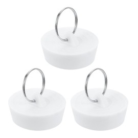 sourcing map 3 Pcs Rubber Sink Plug, Bathtub Drain Stopper Fit for 1-1/2" to 1-5/8" Drain Sink Stopper Seal with Hanging Ring for Bathroom Kitchen Laundry, White