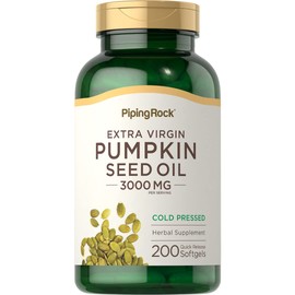 Piping Rock Piping Rock Pumpkin Seed Oil Capsules 3000mg | 200 Count | Cold Pressed Herbal Supplement | Extra Virgin | Non-GMO, Gluten Free