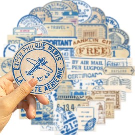 Travel Ticket Stub Stickers for Water Bottle,50 PCS Vintage Ticket Stickers Pack for Laptop Phone Skateboard Bicycle Suitcase Luggage Car Guitar,Waterproof Aesthetic Vinyl Stickers for Favors