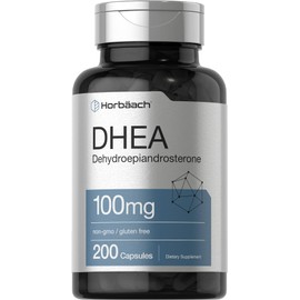 Horbäach DHEA 100mg | 200 Capsules | Supplement for Men and Women | Non-GMO, Gluten Free