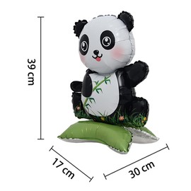 Selfstand 3D Animal Fox Koala Lion Elephant Panda Cow Rabbit dinosaur Triceratops Stegosaurus Baby shower Ball Foil Balloons Birthday Party Baby Shower Decorations Kids Toys (Base bamboo panda)