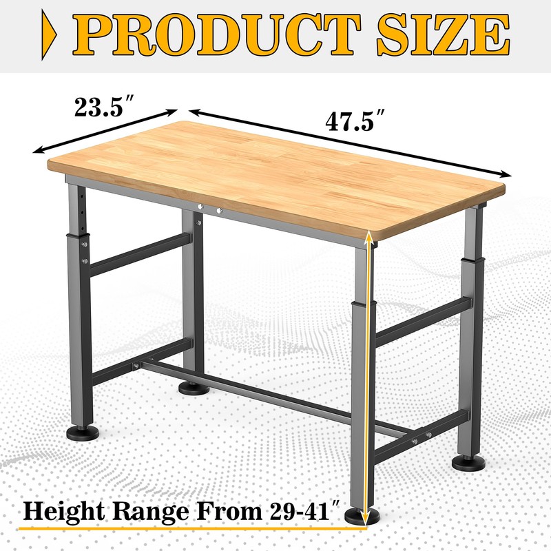 Ultrawall Workbench for Garage, 47.5" Adjustable Height Work Table, Heavy