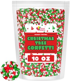 Christmas Tree Sprinkles - 10 oz - Red and Green Confetti Sprinkles - Holiday Sprinkles for Cookie Decorating - Bulk Christmas Jimmies for Gingerbread Cookies, Baking, Cupcakes