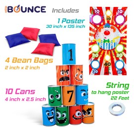 New-Bounce Bean Bag Can Toss Games - Carnival Outdoor Games for Kids and Adults - 2 in 1 Family Party Game Set