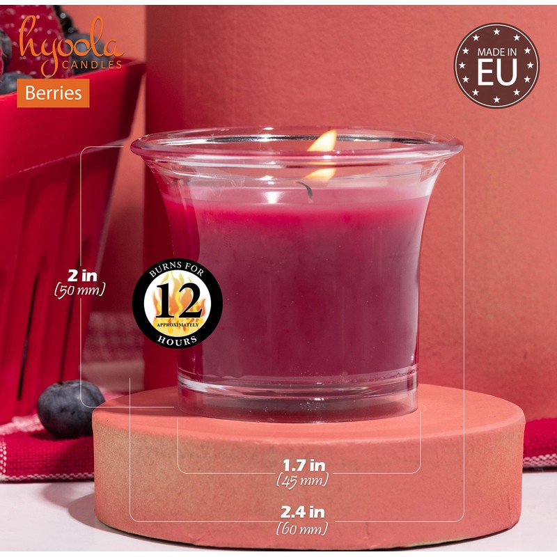 HYOOLA Clear Cup Scented Votive Candles - Berries - 12