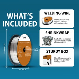 PGN Flux Core Wire .035 - E71T-11 .035 Inch, 2 Pound Spool - Gasless Mild Steel Welding Wire with Low Splatter - For All Position Arc Welding